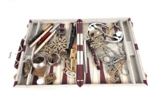 Collection of costume jewellery and pens