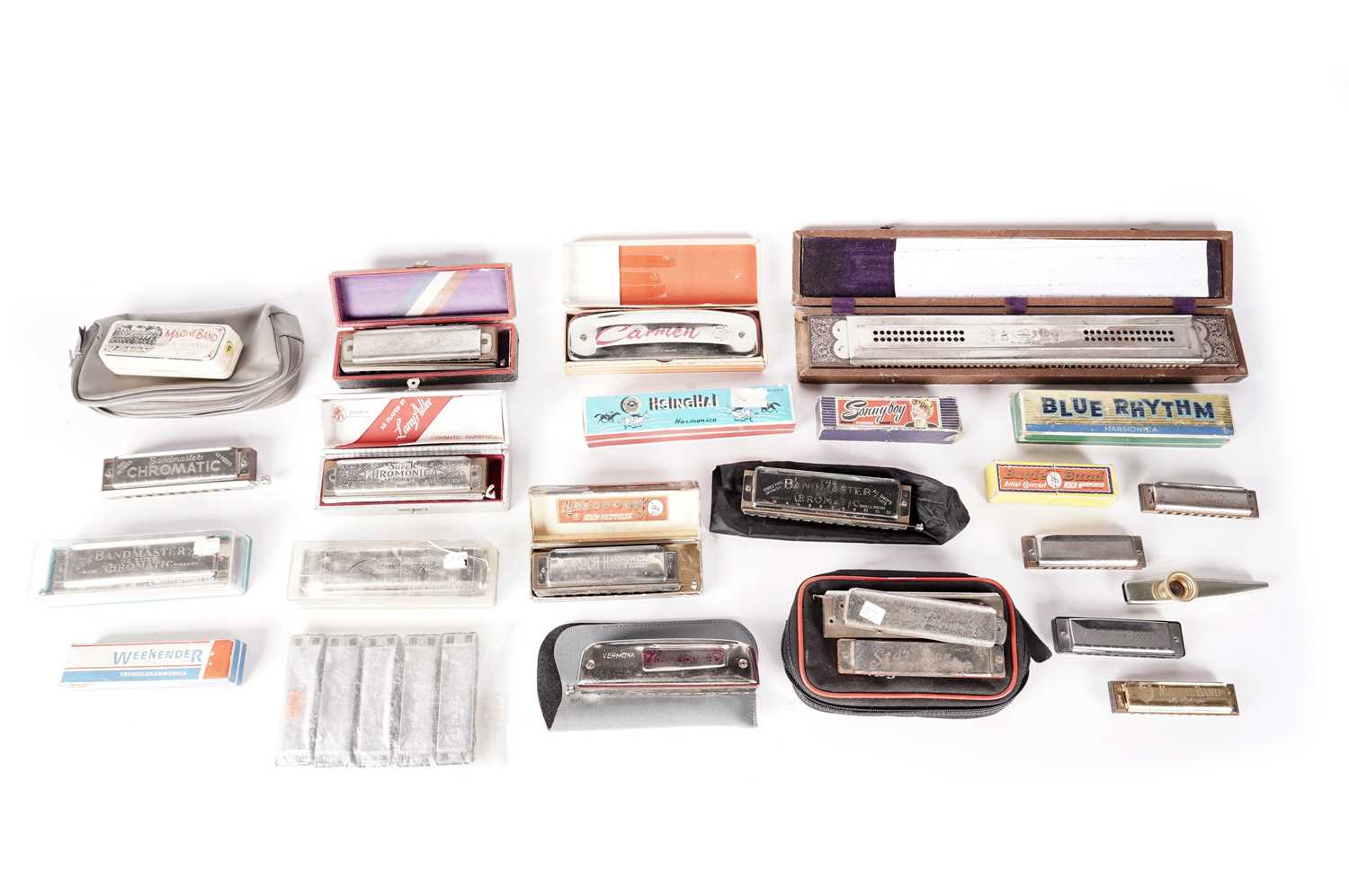 A selection of harmonicas