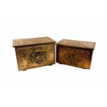 Two brass coal boxes