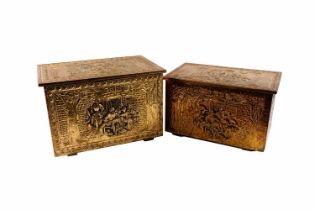 Two brass coal boxes