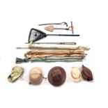 A collection of fishing equipment and other items