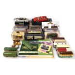 Collection of diecast buses and cars