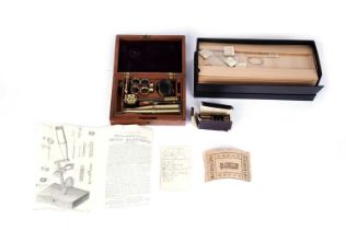 A mid-19th Century Improved Compound and Single Pocket Microscope, and other items