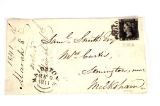 1840 1d black on cover