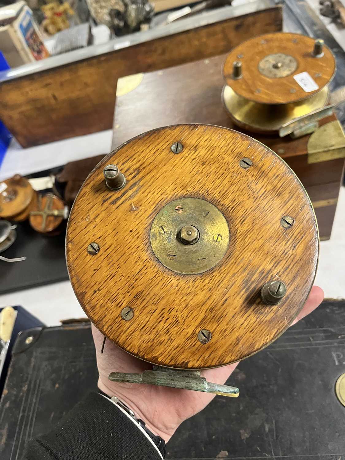 A 20th Century brass bound and mahogany campaign style fly tiers box - Image 8 of 26