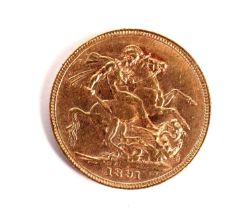 A Victorian gold sovereign, dated 1891