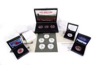 A collection of military interest collectors coins