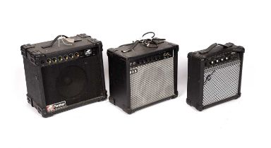 Three small guitar amplifiers
