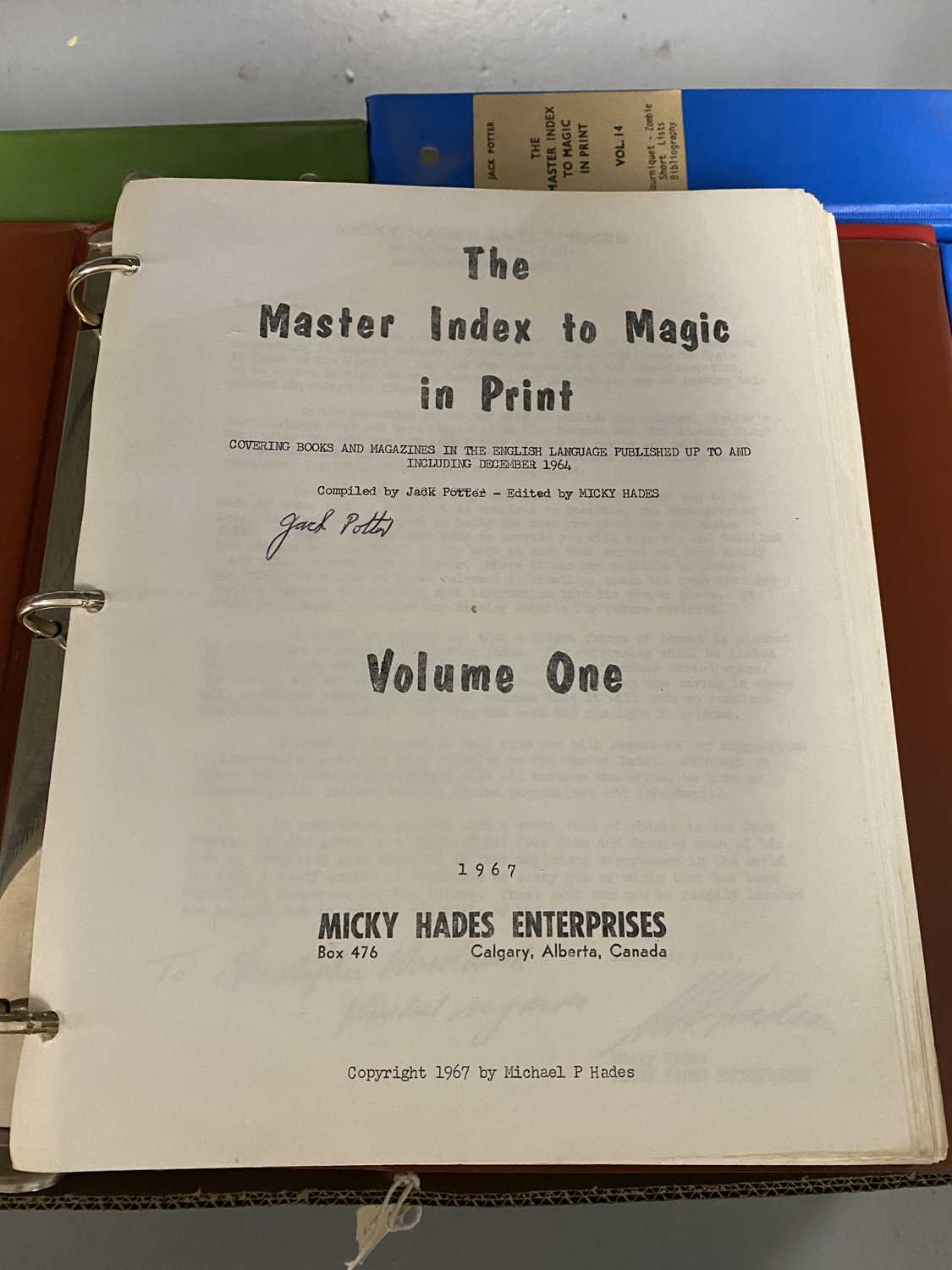 Potter's The Master Index to Magic in Print, and other ephemera relating to magic - Image 10 of 13