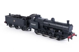 A plastic kit-built 0-gauge 2-8-0 locomotive and six-wheel tender