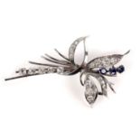 A sapphire and diamond floral spray brooch