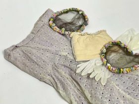An early 1950s wedding ensemble | with bridesmaids' colourful velvet flower crowns