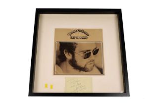 An Elton John 'Honky Chateau' vinyl record sleeve and autograph