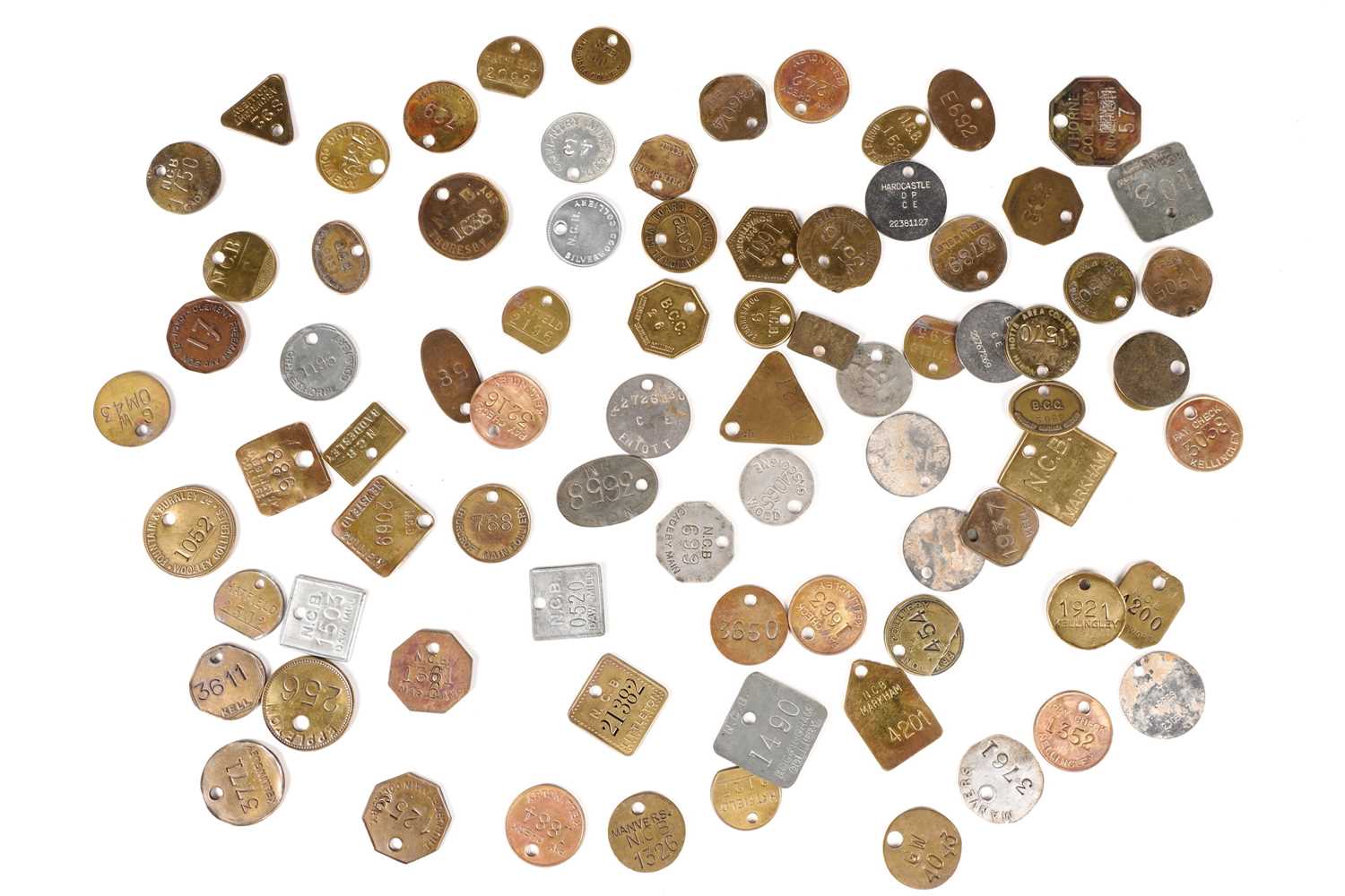 Eighty National Coal Board pit check tokens