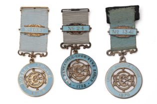 Three silver-gilt and enamel Masonic Centenary medals