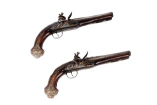 A pair of early 19th Century Turkish flintlock pistols