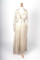 A 1930s lace two-piece wedding dress ensemble