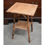 A late Victorian tiger bamboo two-tier occasional table, 46 x 46 x 65 cm high