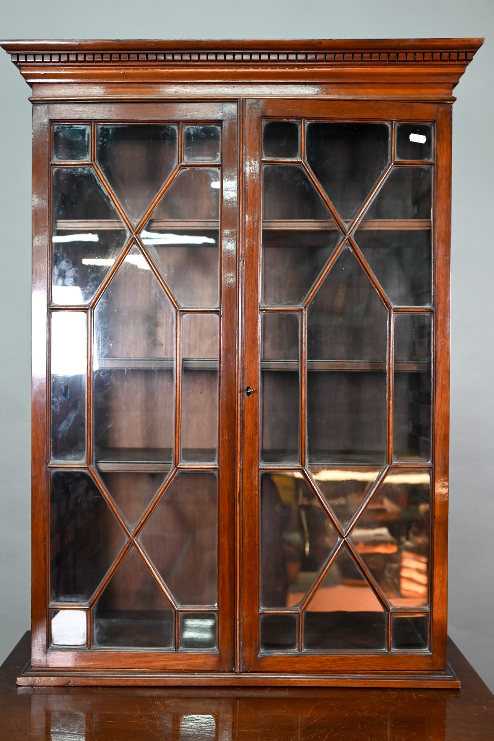 A Victorian mahogany cabinet with pair of Arabic arched panel doors over two long drawers, raised on - Image 3 of 8