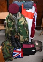 A quantity of World War II and later Paratrooper's uniform including windproof smock and trousers,
