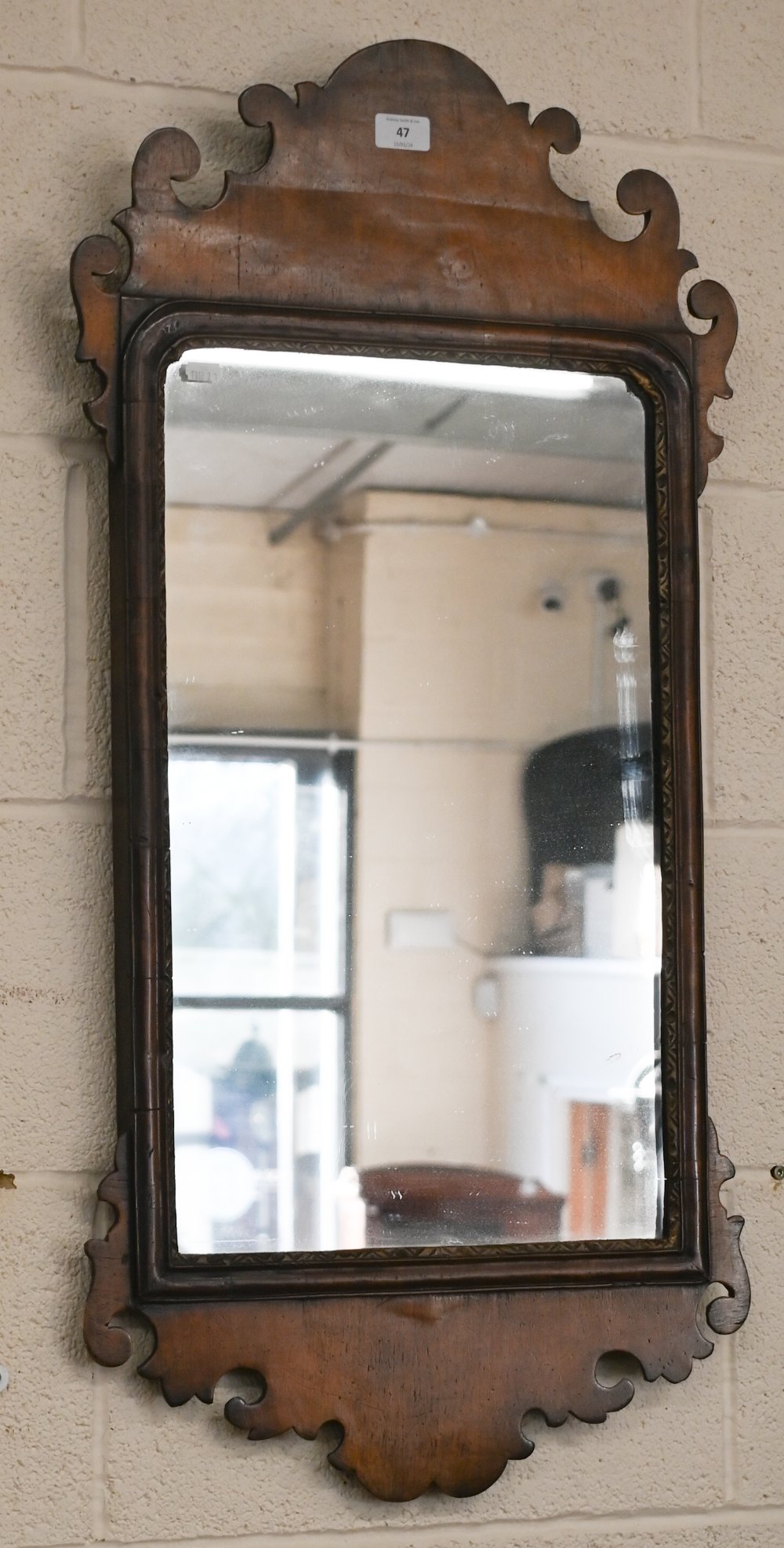 A Victorian style mahogany fret cut mirror, 90 cm h x 46 cm w - Image 2 of 2