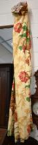 A pair of (differing width) linen floral inter-lined curtains - some fading