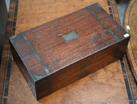 A George IV brass-bound mahogany writing slope with fitted interior and base drawer, 46 cm wide