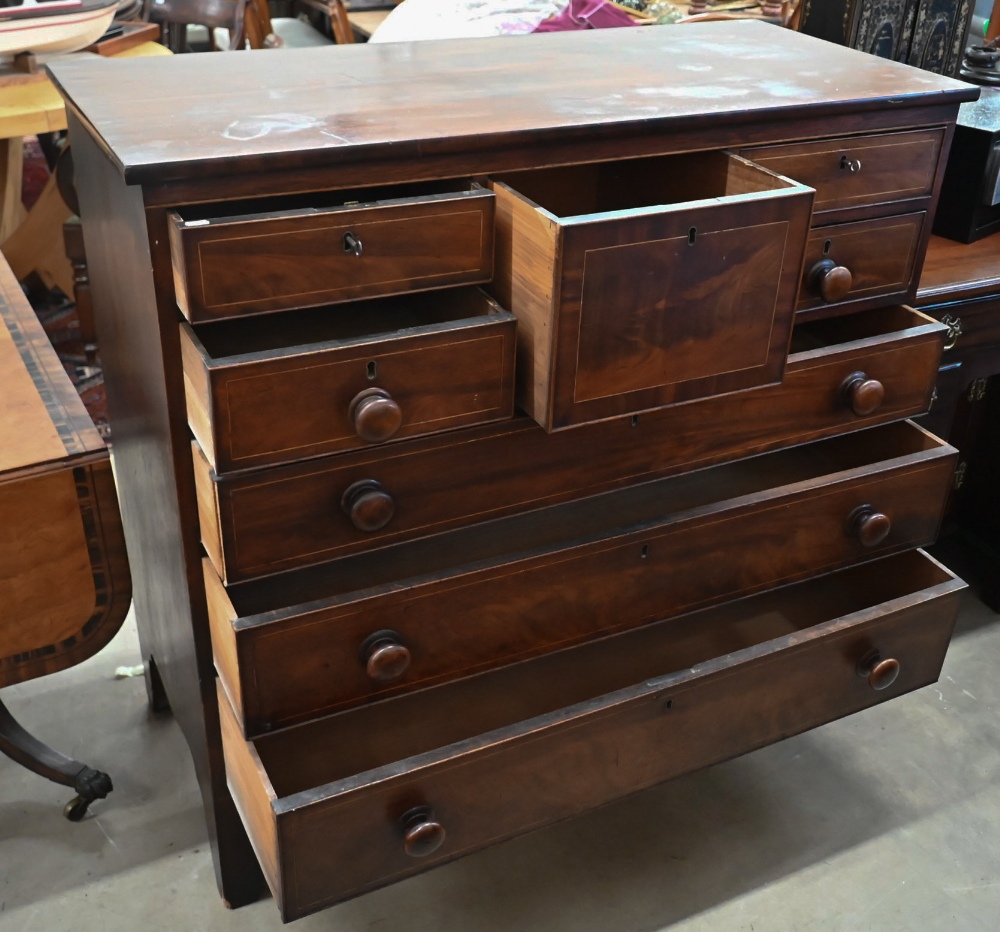 A large Victorian millinery chest with arrangement of eight drawers raised on shaped bracket feet, - Image 2 of 3