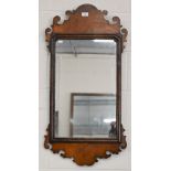 A Victorian style mahogany fret cut mirror, 90 cm h x 46 cm w