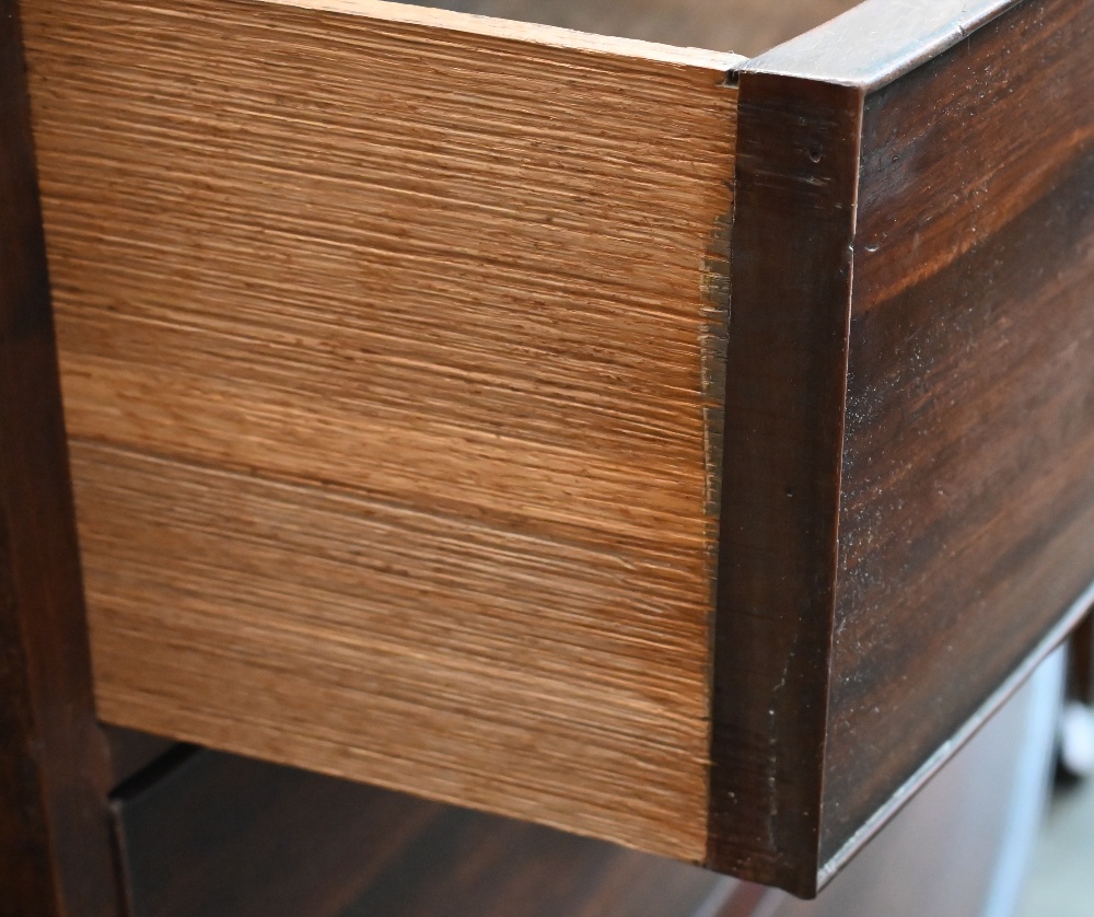 A Georgian mahogany bowfront chest of three long drawers raised on shaped bracket feet, 100 x 50 x - Image 3 of 3