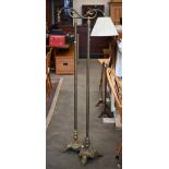 A pair of brass standard lamps, 166 cm high