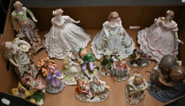 Three Royal Worcester figures - Queen of Hearts, Sweetest Valentine and The Masquerade Begins to/w a