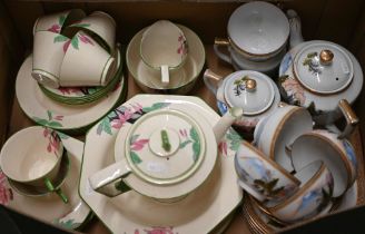 An Art Deco Burleigh Ware part tea/dinner service, printed and painted with orchids to/w a