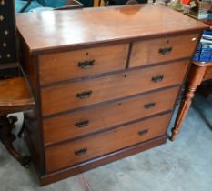 An Edwardian chest of two short over three long drawers on plinth base, 106 cm wide x 48 cm deep x