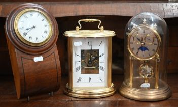 An antique French mahogany small drop-dial wall clock, 23 cm to/w a William Widdop anniversary clock