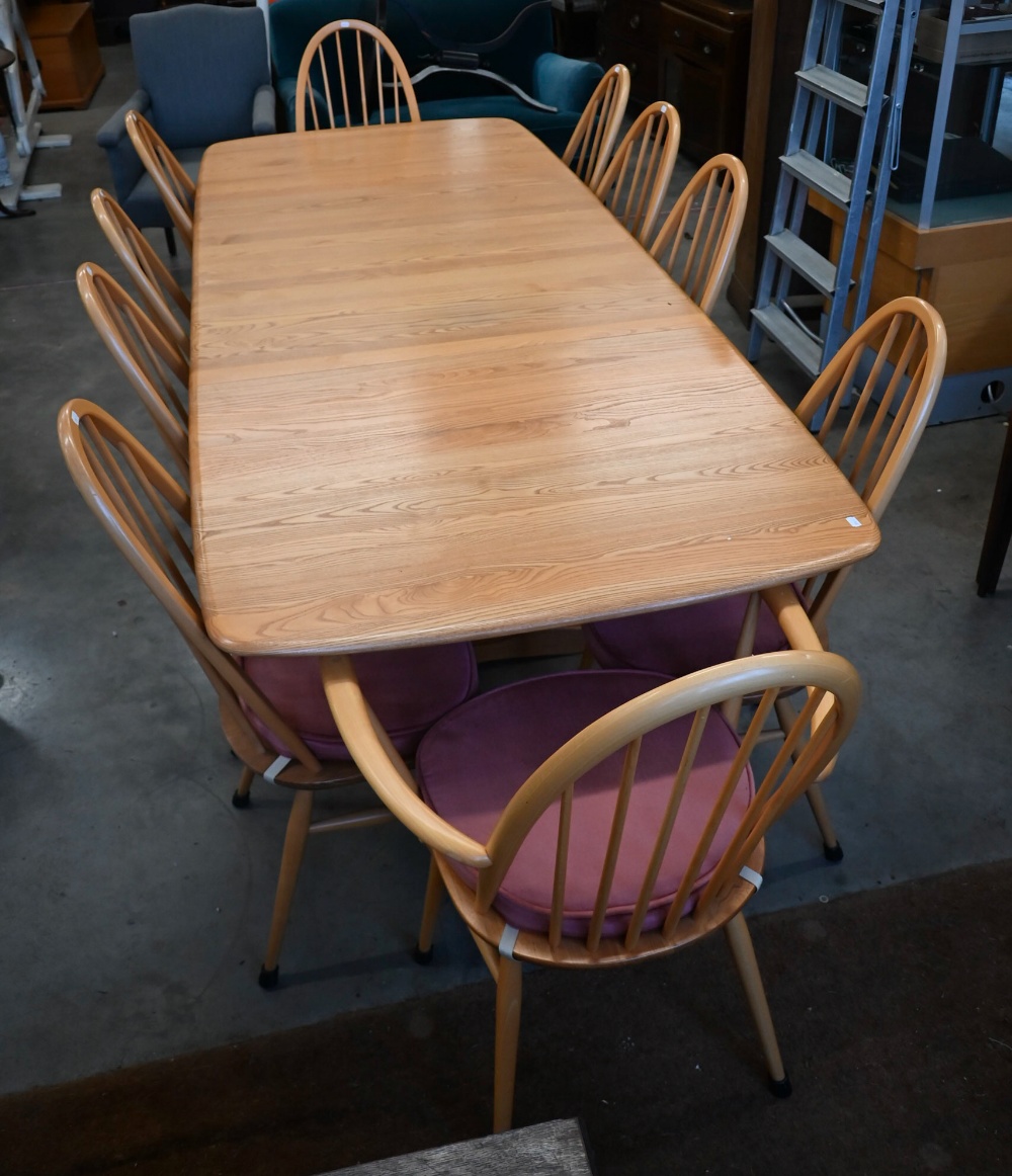 A modern Ercol Grand Windsor ash extending dining table with three optional central leaves (model - Image 4 of 10