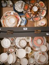 Two boxes of decorative tea wares etc, including Crown Derby, Royal Doulton, Royal Albert,