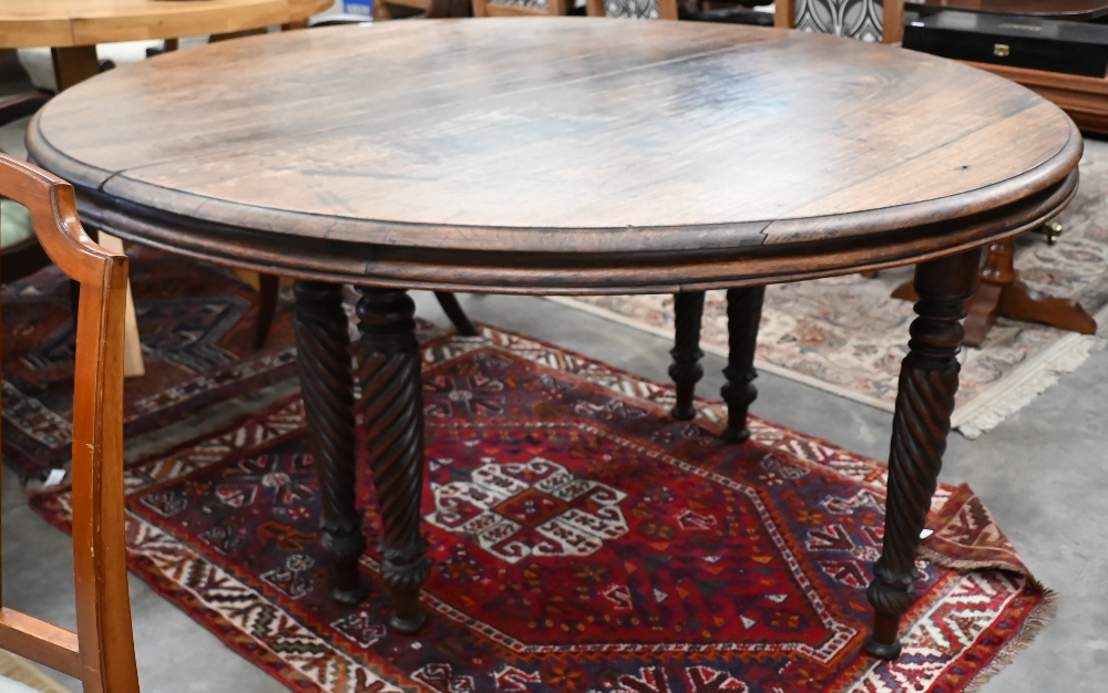 A 19th century mahogany circular campaign dining table on spiral turned supports - Image 2 of 4