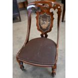 Regency rosewood nursing chair with padded petit-point lyre design back