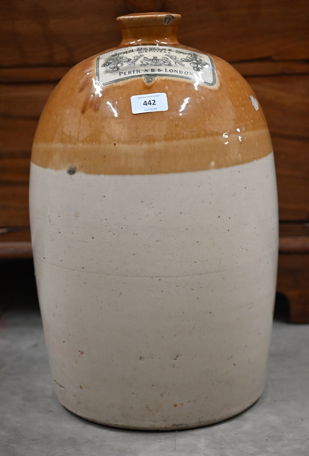 A vintage stoneware John Dewar & Sons four-gallon whisky flagon, 45 cm high - Image 3 of 3