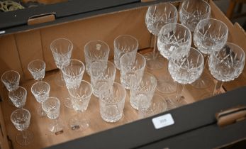 Six Waterford 'Lismore' wine glasses, to/w seven tumblers, three port and six liqueur glasses (box)