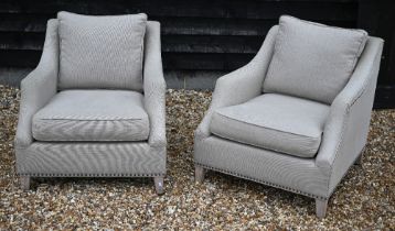 A pair of contemporary 'Eva' design armchairs by Neptune, with studded edge detail, 84 cm w x 95