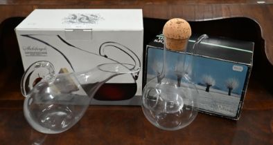 A boxed Luigi Bormioli wine carafe to/w a boxed Orrefors (Sweden) carafe (2)