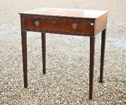 A Victorian mahogany cockbeaded table with single drawer raised on slender turned legs, 76 x 50 x 77