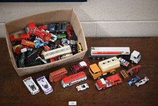 A box of Corgi, Dinky and other model vehicles, all a/f