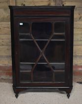 A mahogany wall hanging astragal glazed corner cabinet, 80 cm high