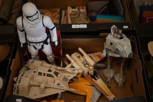 Various original Star Wars models, including 1982 LFL AT-ST Chicken Walker, Kenner Products X-Wing