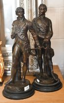 A companion pair of bronzed figures, Nelson & Wellington, 48/49 cm high