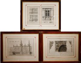 A set of three French engravings of decorative architectural motifs, 53 x 69 cm overall (3)