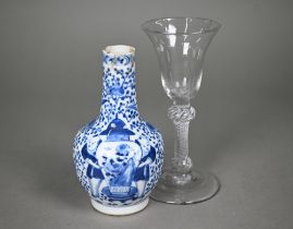 A Georgian cordial glass with campana bowl on air-twist baluster stem and domed foot, 16.5 cm